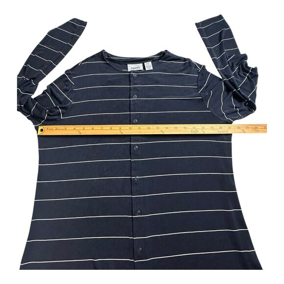 Chicos Travelers Black Snap Button Up Stripe‎ ~ Acetate Size 3 (Large) - Picture 9 of 14
